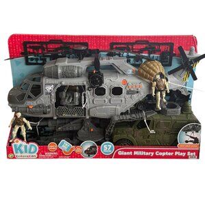 Giant Military Copter Play Set With 57 Pieces Light & Sound Features Heavy Airli